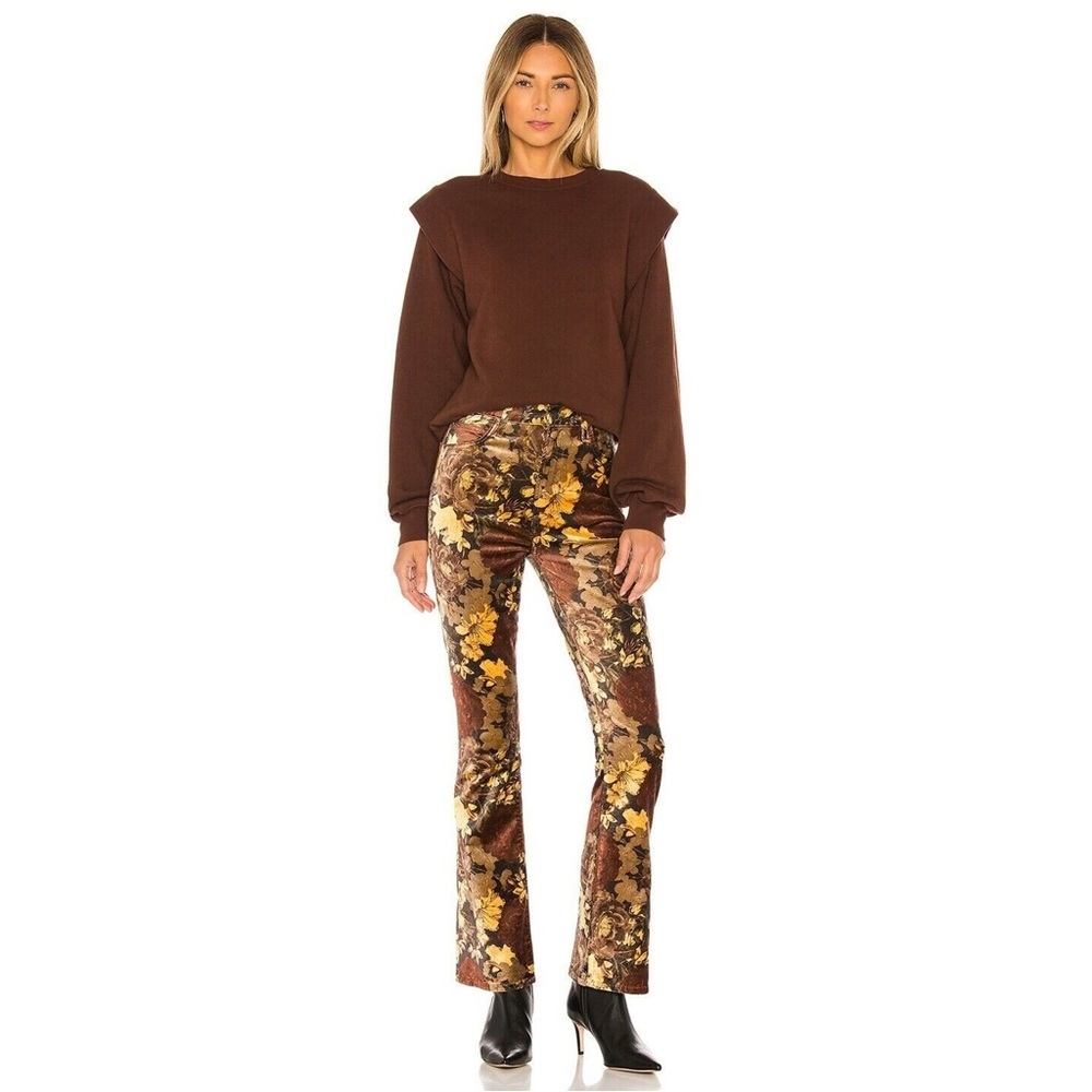 NWT Anthropology Agolde Velvet Floral Women's Flare Pants / Deadstock /